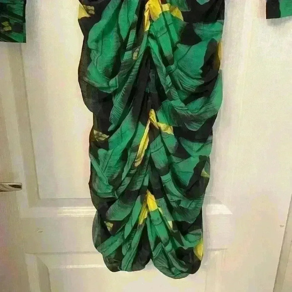 GANNI Tropical Ruched A-Line Midi Dress - Picture 11 of 11